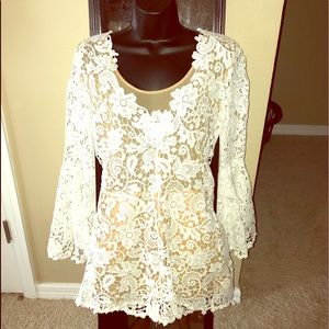 Julian Chang Lace Romper with Bell sleeves size S